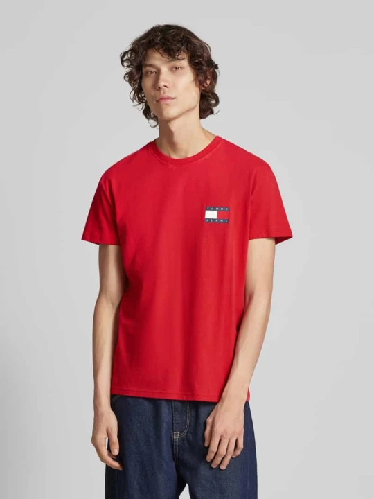 Zdjęcie produktu T-shirt z nadrukiem z logo Tommy Jeans Czerwony