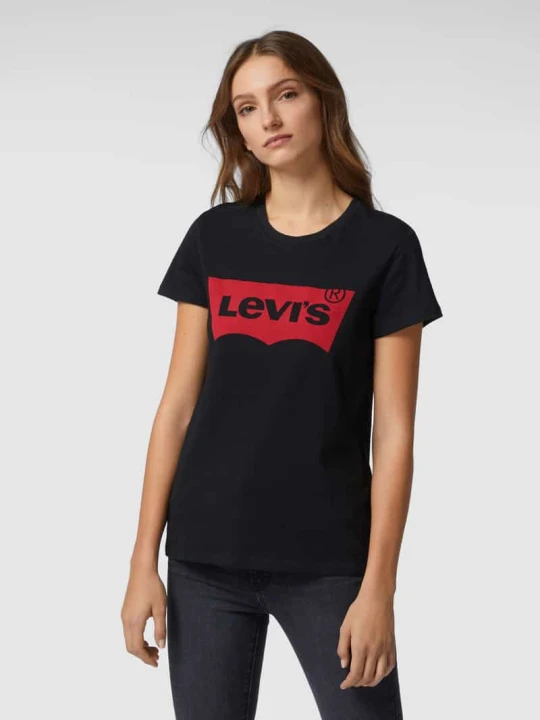 Zdjęcie produktu T-shirt z nadrukiem z logo w kształcie skrzydła nietoperza Levi's Czarny