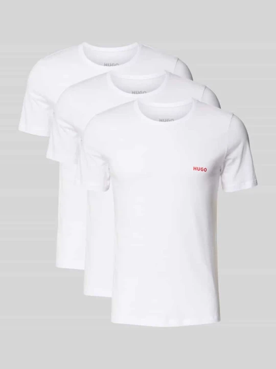 Zdjęcie produktu T-shirt z nadrukiem z logo w zestawie 3 szt. Hugo Biały