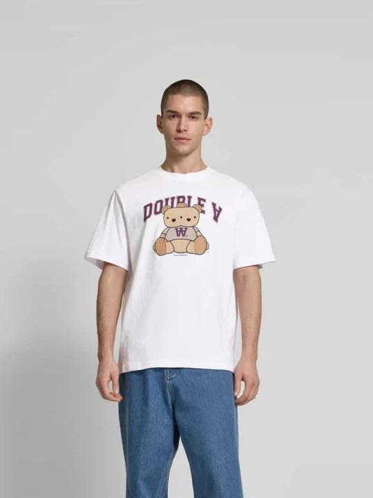 Zdjęcie produktu T-shirt z nadrukiem z logo Wood Wood Biały