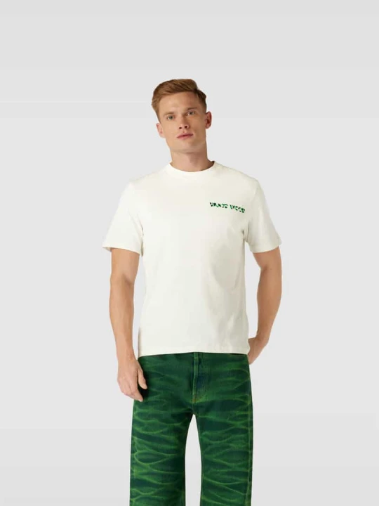 Zdjęcie produktu T-shirt z nadrukiem z logo Wood Wood Jasnoszary