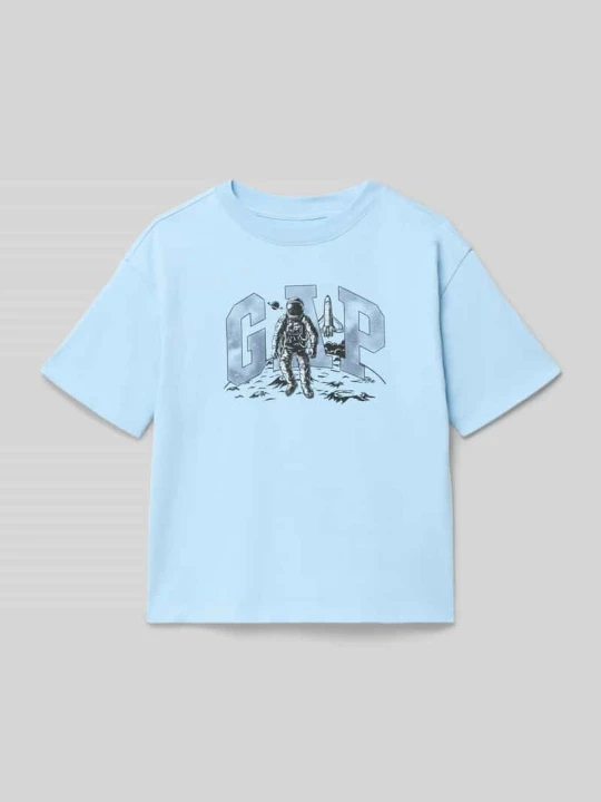Zdjęcie produktu t-shirt z nadrukiem z motywem i logo GAP Błękitny