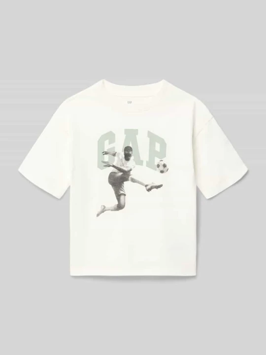 Zdjęcie produktu t-shirt z nadrukiem z motywem i logo GAP Złamany biały