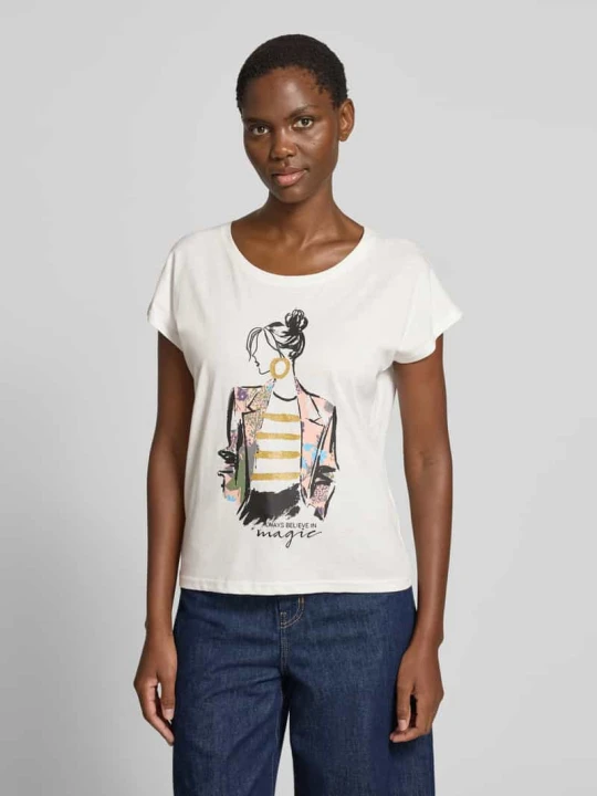 Zdjęcie produktu t-shirt z nadrukiem z motywem i napisem Christian Berg Złamany biały