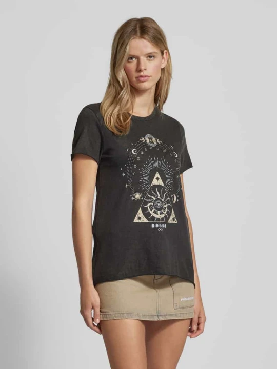 Zdjęcie produktu T-shirt o kroju regular fit z czystej bawełny z nadrukiem z motywem model ‘LUCY LIFE’ Only Czarny