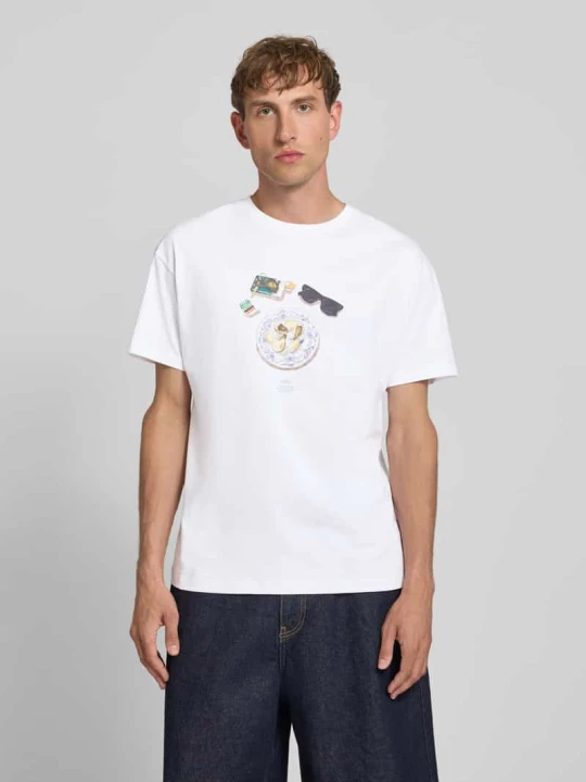 Zdjęcie produktu t-shirt z nadrukiem z motywem i okrągłym dekoltem BLKVIS Biały