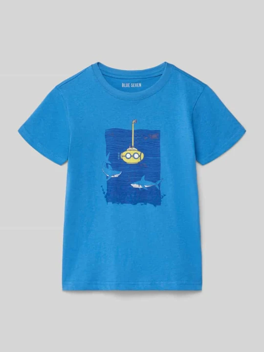 Zdjęcie produktu t-shirt z nadrukiem z motywem i okrągłym dekoltem BLUE SEVEN