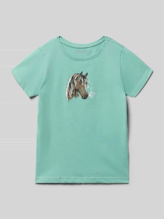 Zdjęcie produktu t-shirt z nadrukiem z motywem i okrągłym dekoltem BLUE SEVEN