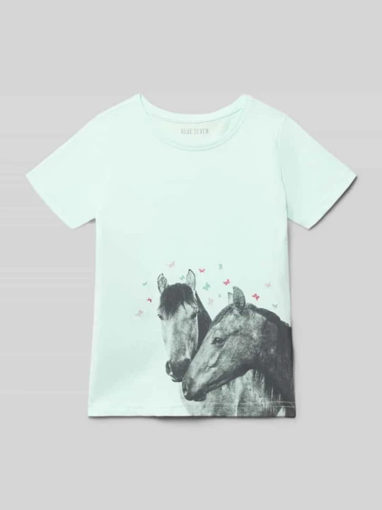 Zdjęcie produktu t-shirt z nadrukiem z motywem i okrągłym dekoltem BLUE SEVEN