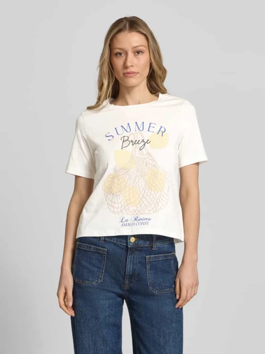 Zdjęcie produktu t-shirt z nadrukiem z motywem i okrągłym dekoltem Christian Berg Écru