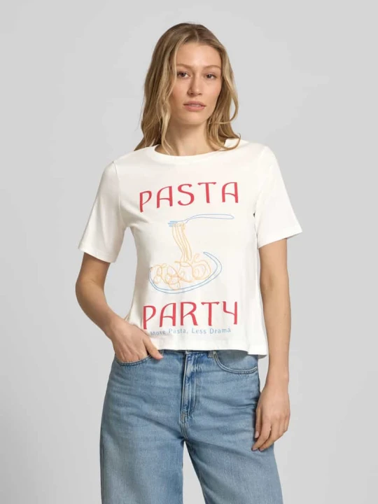 Zdjęcie produktu t-shirt z nadrukiem z motywem i okrągłym dekoltem Christian Berg Écru