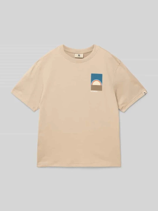 Zdjęcie produktu T-shirt z nadrukiem z motywem i okrągłym dekoltem Garcia Piaskowy
