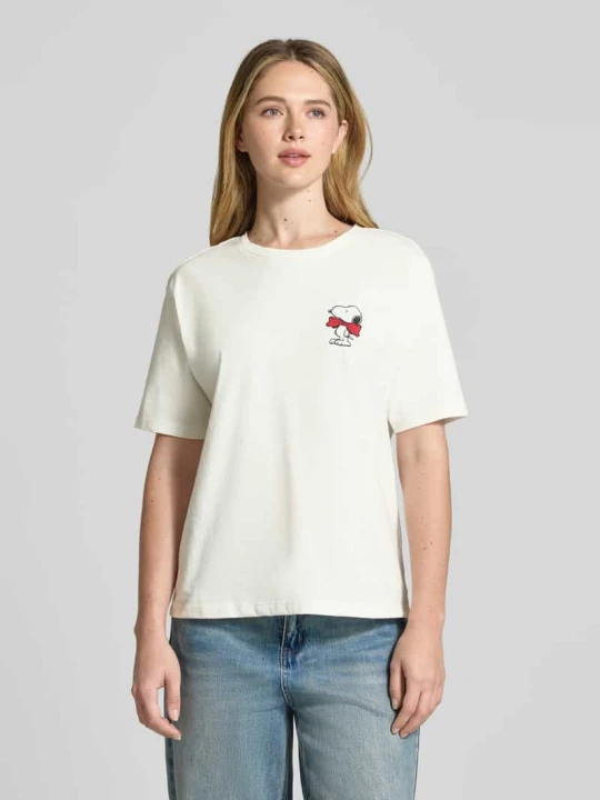 Zdjęcie produktu T-shirt z nadrukiem z motywem i okrągłym dekoltem Jake*s Złamany biały