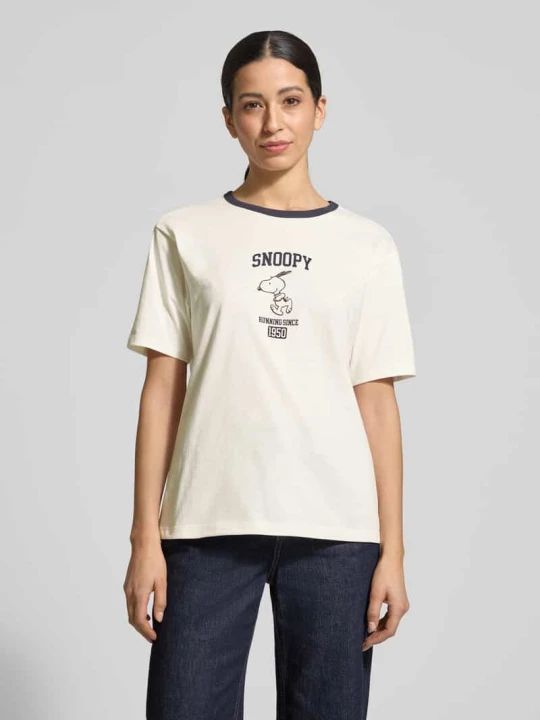 Zdjęcie produktu T-shirt z nadrukiem z motywem i okrągłym dekoltem Jake*s Złamany biały