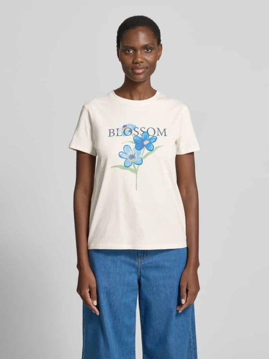 Zdjęcie produktu t-shirt z nadrukiem z motywem i okrągłym dekoltem Jake*s Złamany biały