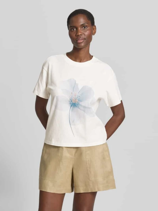 Zdjęcie produktu t-shirt z nadrukiem z motywem i okrągłym dekoltem Jake*s Złamany biały
