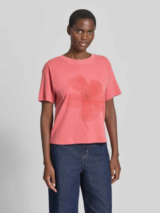 Zdjęcie produktu t-shirt z nadrukiem z motywem i okrągłym dekoltem Jake*s Koralowy