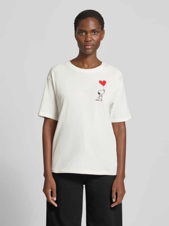 Zdjęcie produktu t-shirt z nadrukiem z motywem i okrągłym dekoltem Jake*s Złamany biały