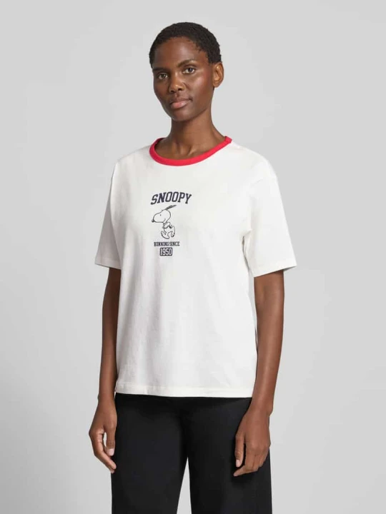 Zdjęcie produktu t-shirt z nadrukiem z motywem i okrągłym dekoltem Jake*s Złamany biały
