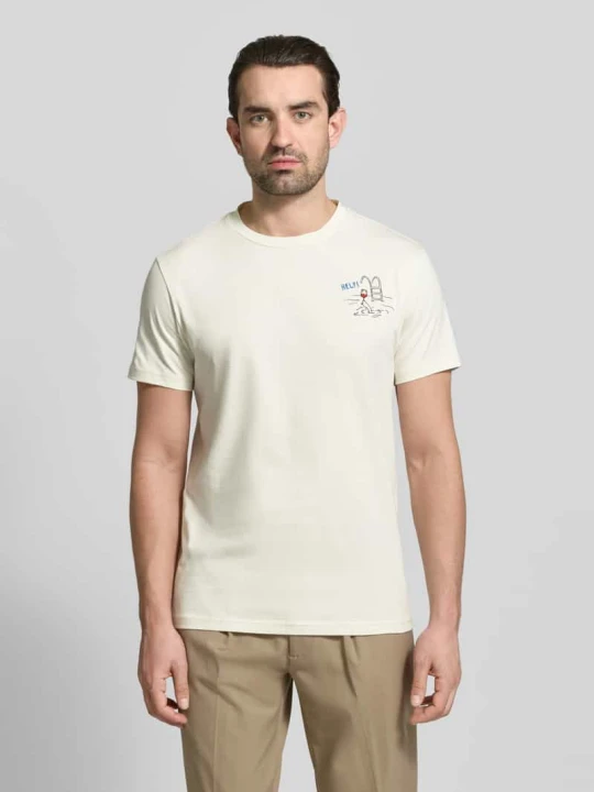 Zdjęcie produktu t-shirt z nadrukiem z motywem i okrągłym dekoltem Manuel Ritz Złamany biały