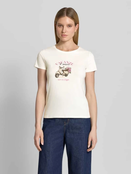 Zdjęcie produktu t-shirt z nadrukiem z motywem i okrągłym dekoltem Zero Złamany biały