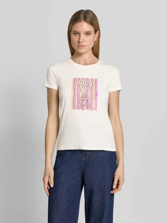 Zdjęcie produktu t-shirt z nadrukiem z motywem i okrągłym dekoltem Zero Złamany biały