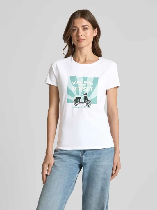 Zdjęcie produktu t-shirt z nadrukiem z motywem i okrągłym dekoltem Zero Biały