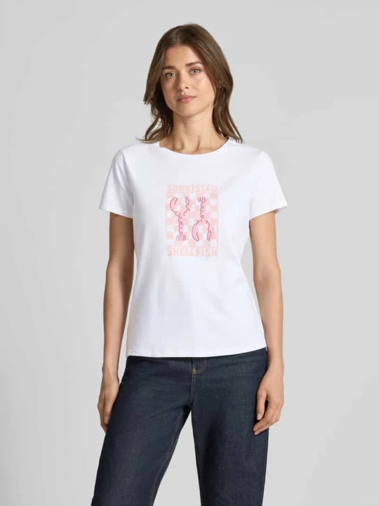 Zdjęcie produktu t-shirt z nadrukiem z motywem i okrągłym dekoltem Zero Biały