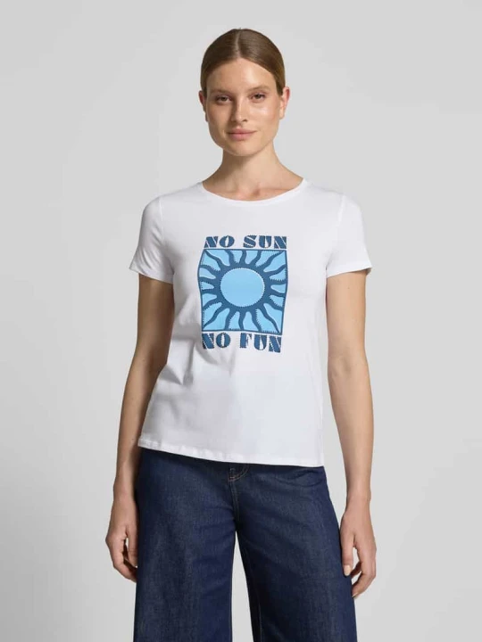 Zdjęcie produktu t-shirt z nadrukiem z motywem i okrągłym dekoltem Zero Biały