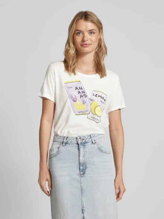 Zdjęcie produktu T-shirt z nadrukiem z motywem model ‘Corella’ Lieblingsstück Złamany biały