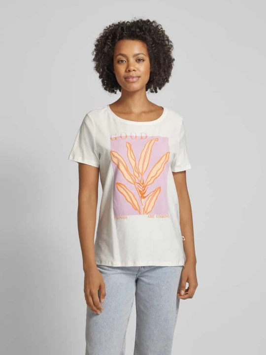 Zdjęcie produktu T-shirt z nadrukiem z motywem model ‘Daliah’ Lieblingsstück Złamany biały