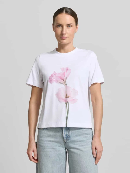 Zdjęcie produktu t-shirt z nadrukiem z motywem model 'FIORE' Stefanel Biały