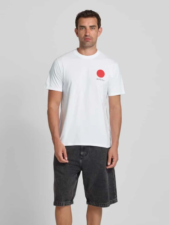 Zdjęcie produktu T-shirt z nadrukiem z motywem model ‘JAPANESE SUN’ Edwin Biały