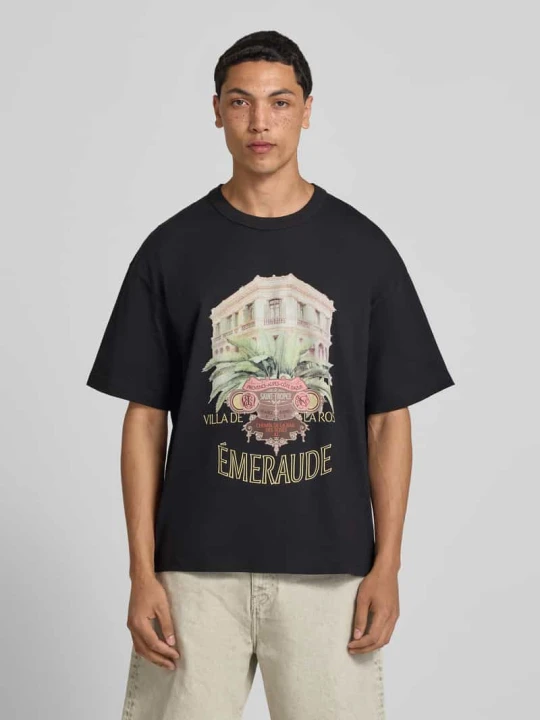 Zdjęcie produktu t-shirt z nadrukiem z motywem model 'MENTON' Jack&Jones Czarny