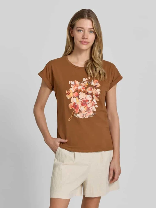 Zdjęcie produktu t-shirt z nadrukiem z motywem model 'RINA' Soyaconcept Jasnobrązowy