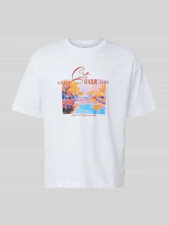 Zdjęcie produktu T-shirt z nadrukiem z motywem model 'SANREMO' Jack&Jones Biały