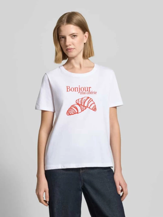 Zdjęcie produktu t-shirt z nadrukiem z motywem model 'SOBBE' B.Young Biały