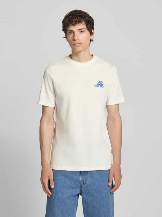 Zdjęcie produktu t-shirt z nadrukiem z motywem model 'SUN ISLAND' Blend Biały