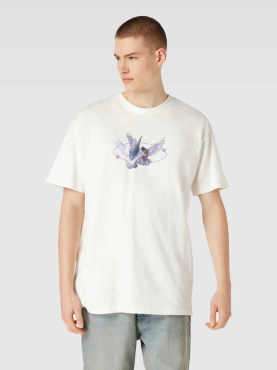 Zdjęcie produktu T-shirt z nadrukiem z motywem model ‘VIVE LE LIBERTÉ’ Mister Tee Złamany biały