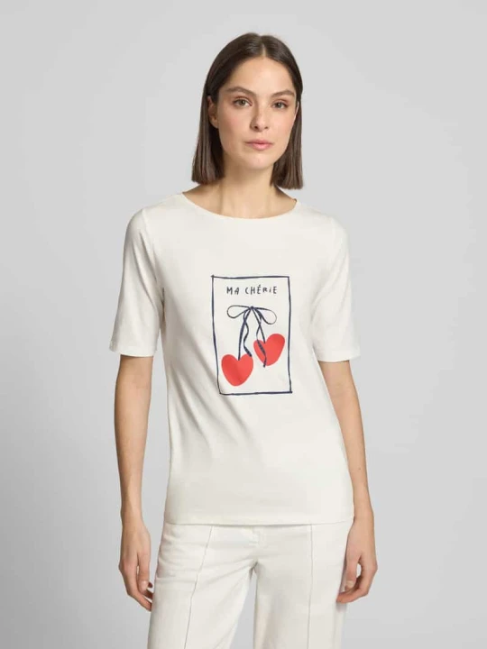 Zdjęcie produktu t-shirt z nadrukiem z motywem MORE & MORE Złamany biały