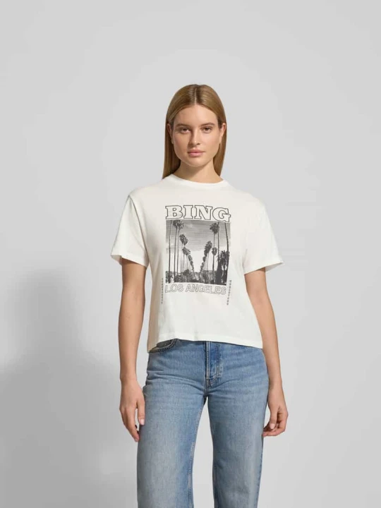Zdjęcie produktu T-shirt z nadrukiem z napisem Anine Bing Écru
