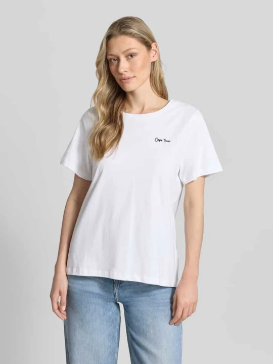 Zdjęcie produktu T-shirt z nadrukiem z napisem i okrągłym dekoltem Smith & Soul Biały