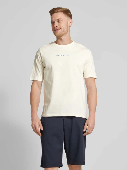 Zdjęcie produktu T-shirt z nadrukiem z napisem model ‘LOOSE-BALANCE’ Selected Złamany biały