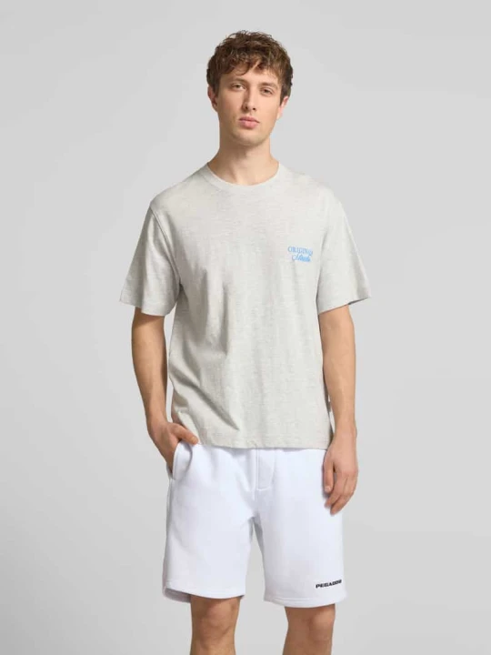 Zdjęcie produktu t-shirt z nadrukiem z napisem model 'NORREBRO' Jack&Jones Jasnoszary melanż