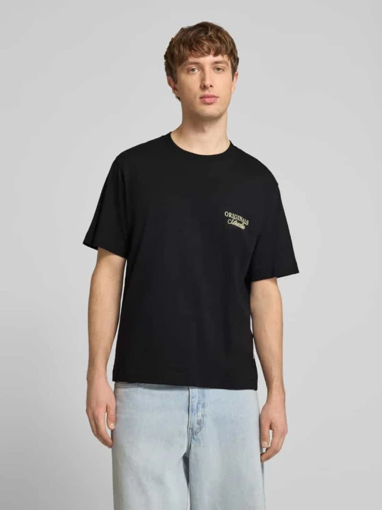 Zdjęcie produktu t-shirt z nadrukiem z napisem model 'NORREBRO' Jack&Jones Czarny