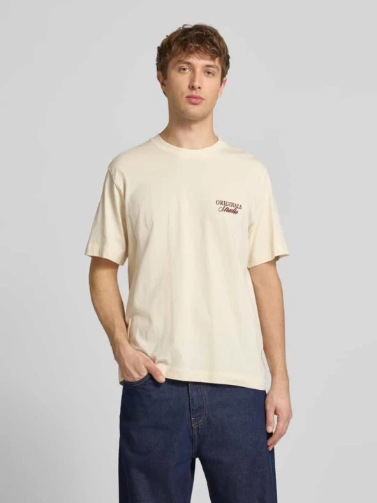 Zdjęcie produktu t-shirt z nadrukiem z napisem model 'NORREBRO' Jack&Jones Złamany biały