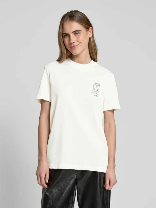 Zdjęcie produktu T-shirt z nadrukiem z napisem model ‘RELA COLWOMAN’ Selected Biały