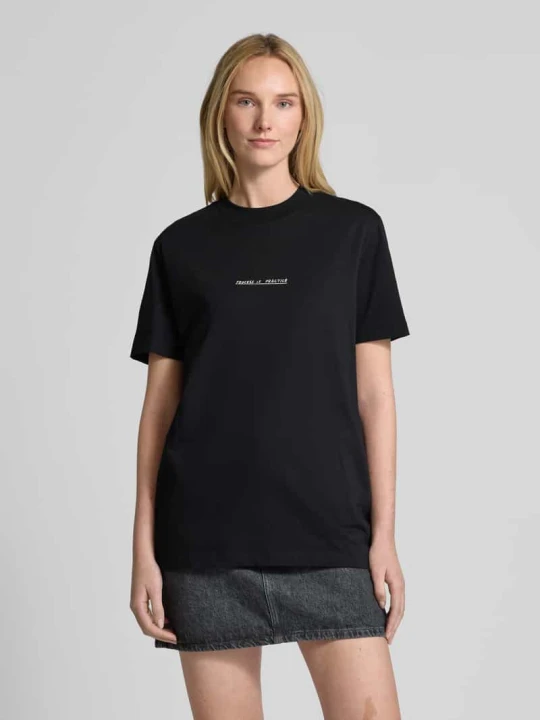 Zdjęcie produktu T-shirt z nadrukiem z napisem model ‘RELA COLWOMAN’ Selected Czarny