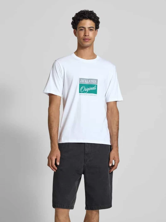Zdjęcie produktu t-shirt z nadrukiem z napisem model 'RHYERES' Jack&Jones Biały