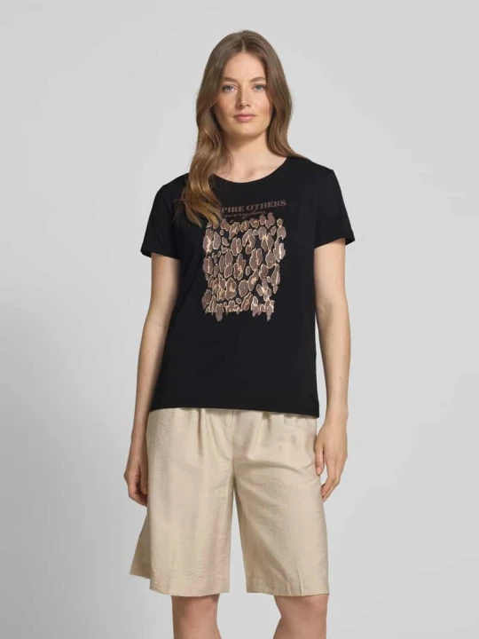 Zdjęcie produktu T-shirt z nadrukiem z napisem model ‘RINA’ Soyaconcept Czarny